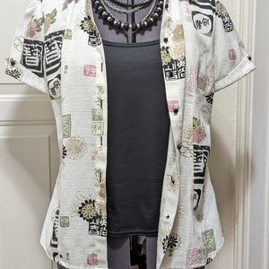 👍Gloria Lance Women's T Shirt Medium Size With Front Black Half Tank,GButton up